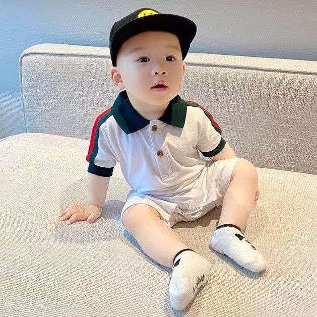 

Летний тонкий стиль комбинезон с коротким рукавом для новорожденного мальчика - модное боди-треугольник 90cm