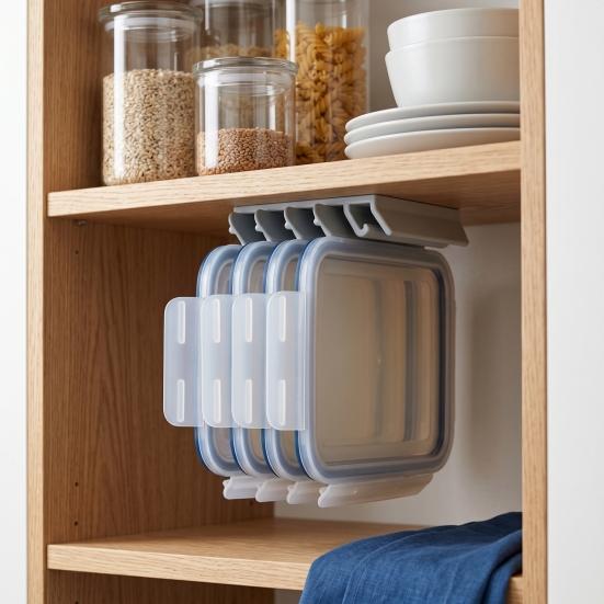 Under Cabinet Pot Lid Storage 5-Slot Organizer, Space Saving Vertical Hanging Rack, 3D Universal Rack for Round And Square Lids Print Resin
