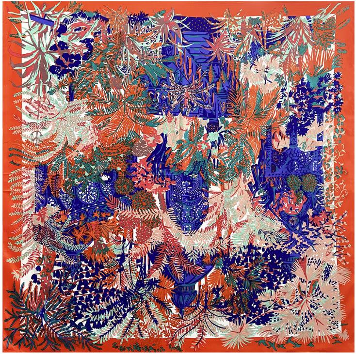 New Luxury Brand 130cm Bohemia Bird Flower Hillside Twill 100% Silk Scarf Women Square Scarves Kerchief For Ladies Shawl