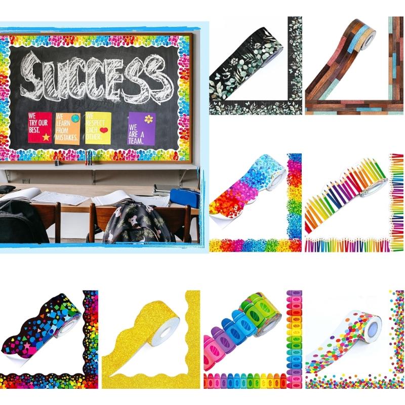 Self Adhesive Border Classroom Decors Border Trim Sticker Colorful Dot Trim Border Bulletin Board Border Trim
