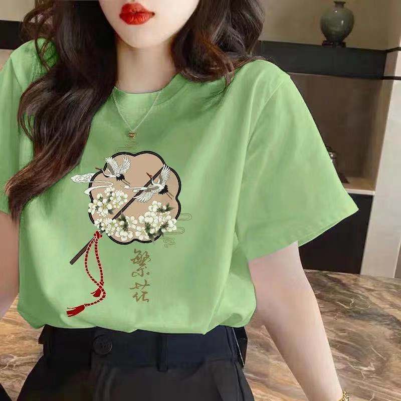 Cotton Short-sleeved T-shirt Women's Summer Style Chinese Style Loose White Bottoming T-shirt Trendy