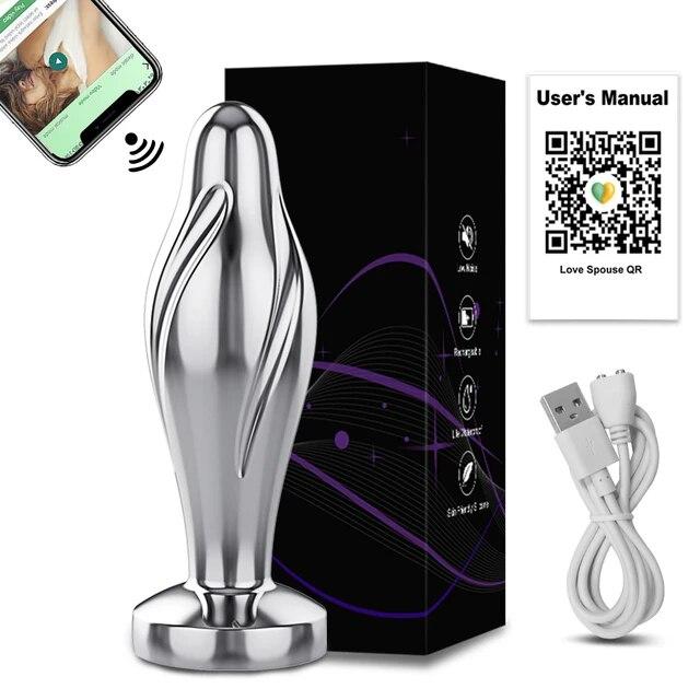 Bluetooth Metal Anal Plug APP Vibrator Remote Control Butt Plug Prostate Massager Anal Trainer Sex Toys for Women Men Adult