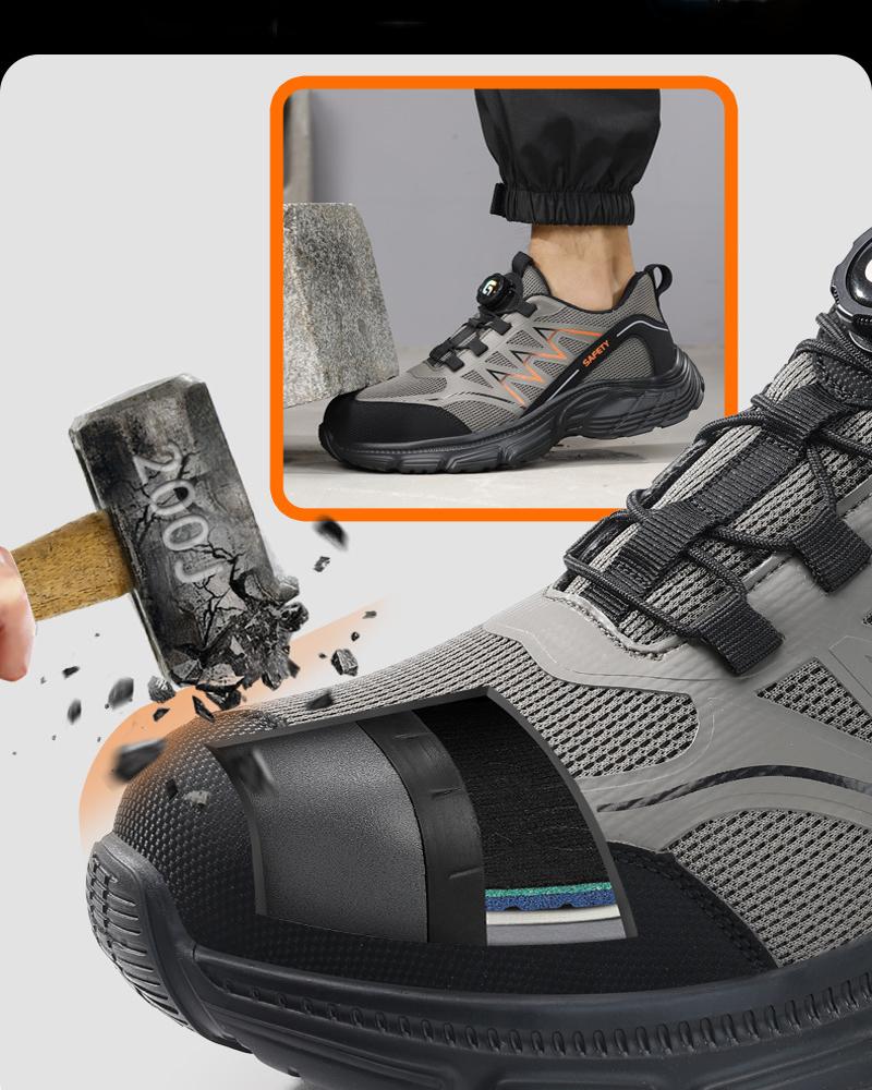Lightweight Men Safety Shoes Anti-Smash Anti Puncture Work Shoes Rotating Button Protective Shoes Non-Slip Steel Toe Boots
