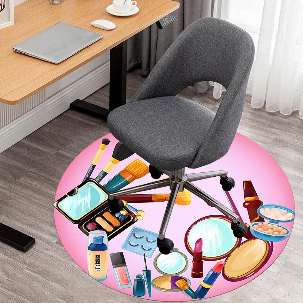 1pc makeup cosmetics Round Chair mat Area Rug - Non-Slip, Floor Mat for Office, Bedroom, and Indoor Decor c1125366