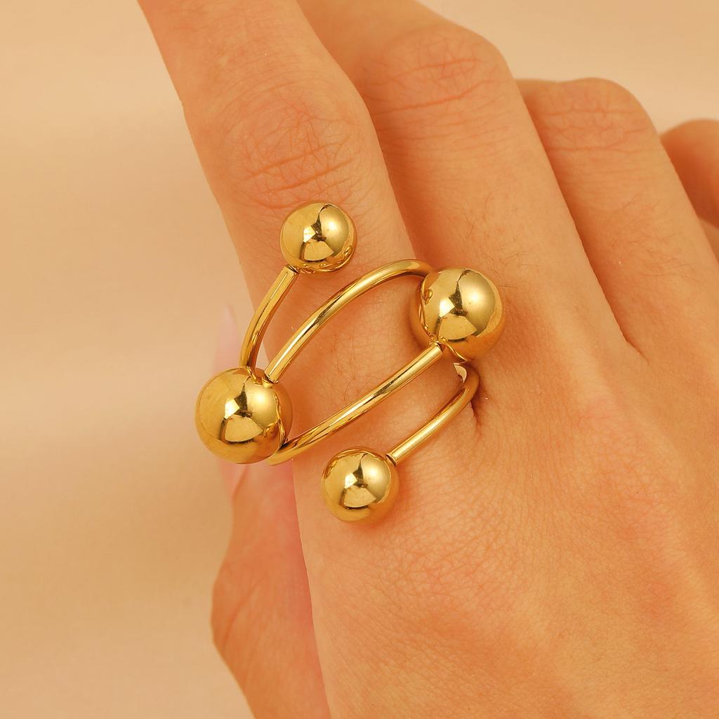 2026 Stil 18k Echtgold Edelstahlring Französischer leichter Luxusstil Wassertropfen glänzend Gold offener Ring Schmuck Frauen