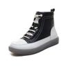 Leather short boots women's 2025 casual versatile flat bottom side zipper high top white shoes women's Internet celebrity popular boots velvet