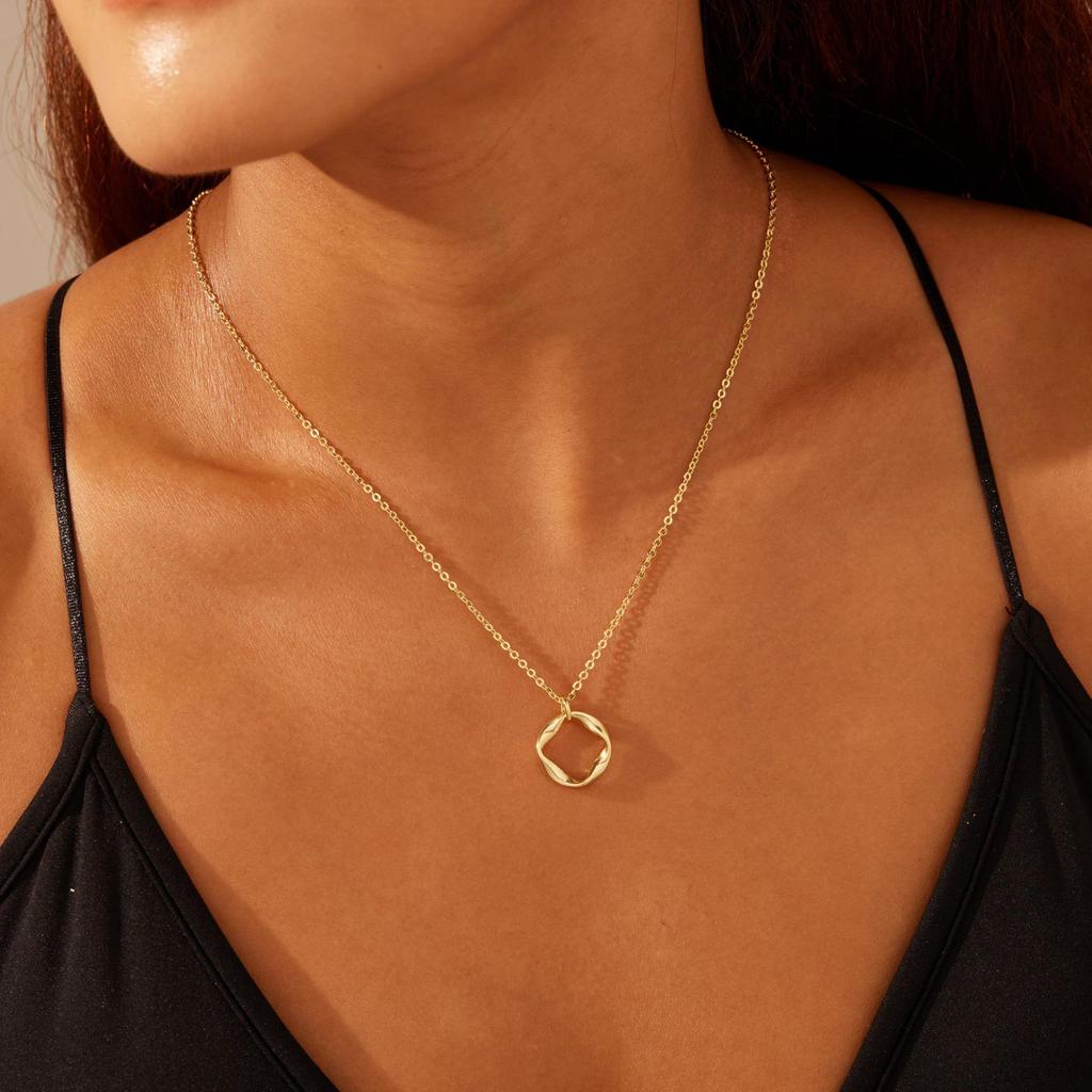 14K Gold-Plated Three-Strand Necklace: Twisted Copper Layered Paperclip Chain