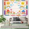 1 piece of 2D flat banner colorful pencil drawing showcasing joyful elements polyester background fabric party banner