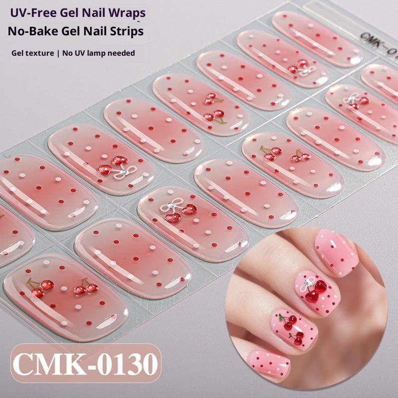French Gradient Glitter Laser No-bake Gel Nail Stickers UV-Free Gel Nail Stickers