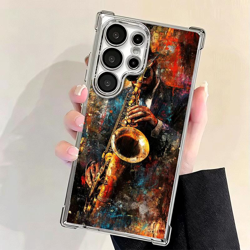 Saxophone Instrument Music Plating Phone Case For Samsung Galaxy S24 S25 FE S26 Edge S23 Ultra S22 S21 Plus S20 Anti-Fall Airaba