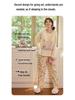 Women's Cartoon Pajama Set with Chest Pads - Long Sleeve & Pants for Spring & Autumn, Wear Indoors or Out