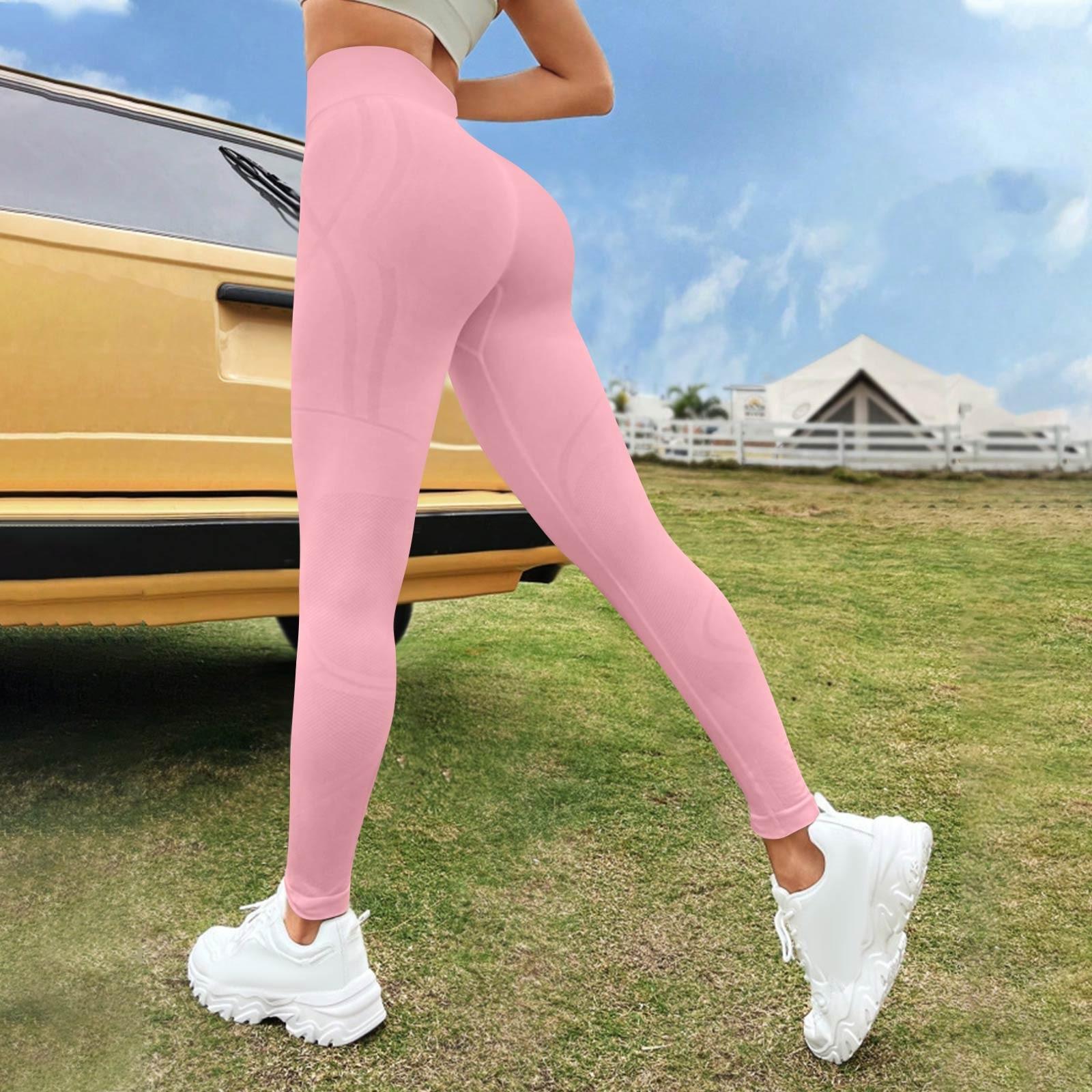 

Женские модные однотонные штаны для йоги с высокой талией, узкие спортивные штаны для фитнеса S розовый