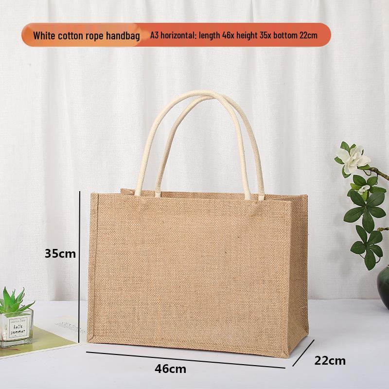 In-Stock Muji-Inspired Plain Linen Tote Bag - DIY Hand-Painted Souvenir & Shopping Jute Bag