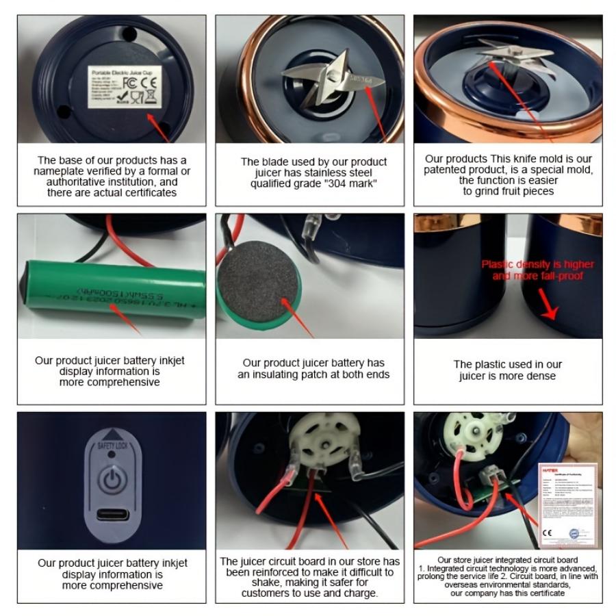 Wiederaufladbarer tragbarer Entsafterbecher – kompakt und multifunktional – anpassbare Designs für das Entsaften unterwegs – perfekt für den Einsatz im Haushalt und auf Reisen