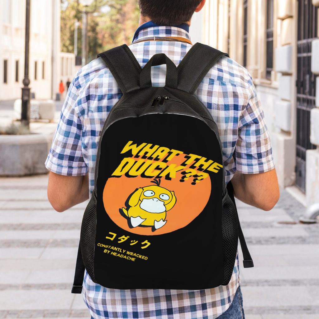 Customized P-Psyducks Backpack Men Women Fashion Bookbag for School College Cartoon Bags