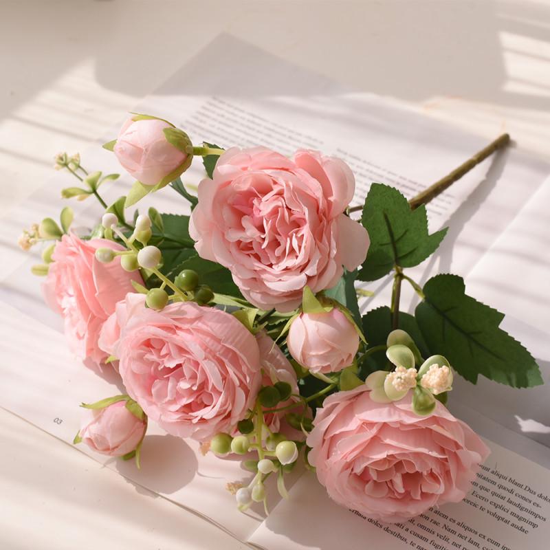 Peonia di Lusso Fiore di Loto Europeo Rugiada Composizione Floreale per Arredo Interno