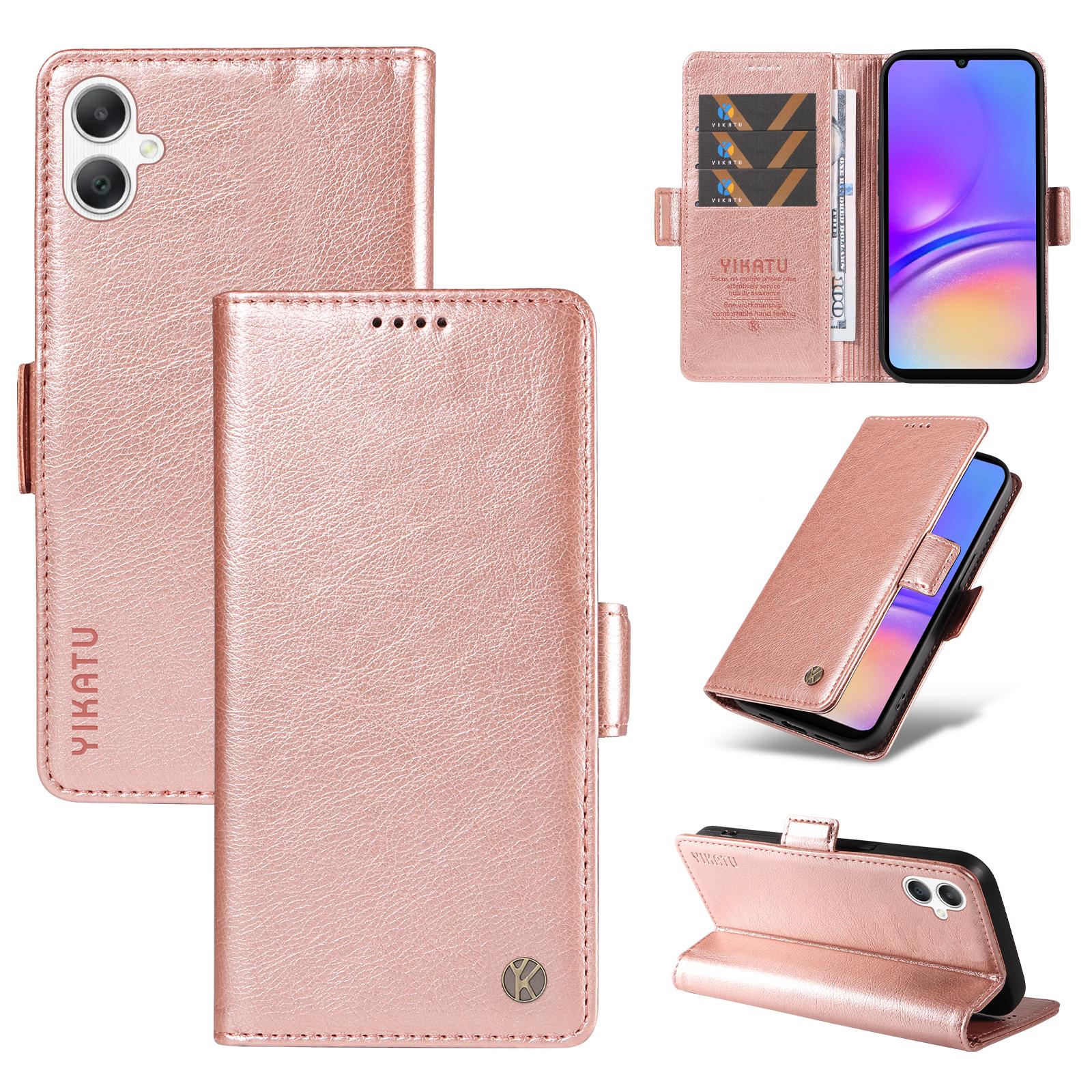 

For Samsung Galaxy A06 5G/Galaxy A06 4G Case YIKATU YK-007 Litchi Texture PU Leather Wallet Phone Cover Rose Gold