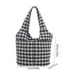 Fashion Red Plaid Tote Bag Large Capacity Shoulder Bag Lightweight Canvas Vest Bag  Storage Bag