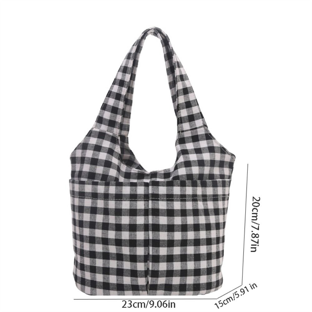 Fashion Red Plaid Tote Bag Large Capacity Shoulder Bag Lightweight Canvas Vest Bag  Storage Bag
