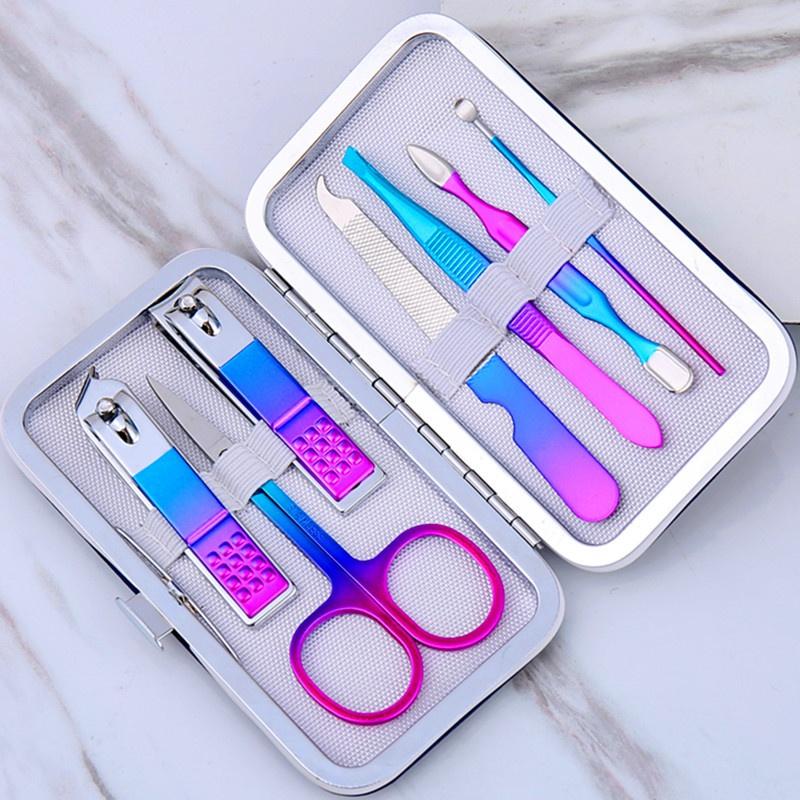 15-piece Colorful Olecranon Stainless Steel Manicure Set Beauty Nail Pedicure Knife Nail Clippers Set Nail Care Set