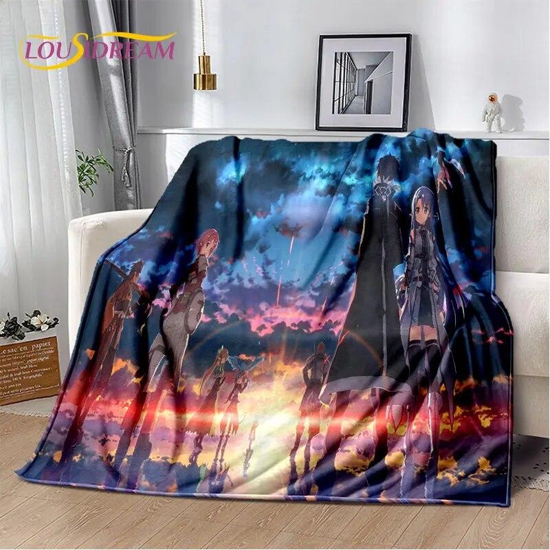 Sword Art Online SAO Anime Cartoon Soft Plush Blanket,Flannel Blanket Throw Blanket for Living Room Bedroom Bed Sofa Picnic Kids