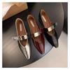 TK Plus Size Low-Cut Pointed Toe Flat Women's Shoes in Black or Burgundy Synthetic Leather