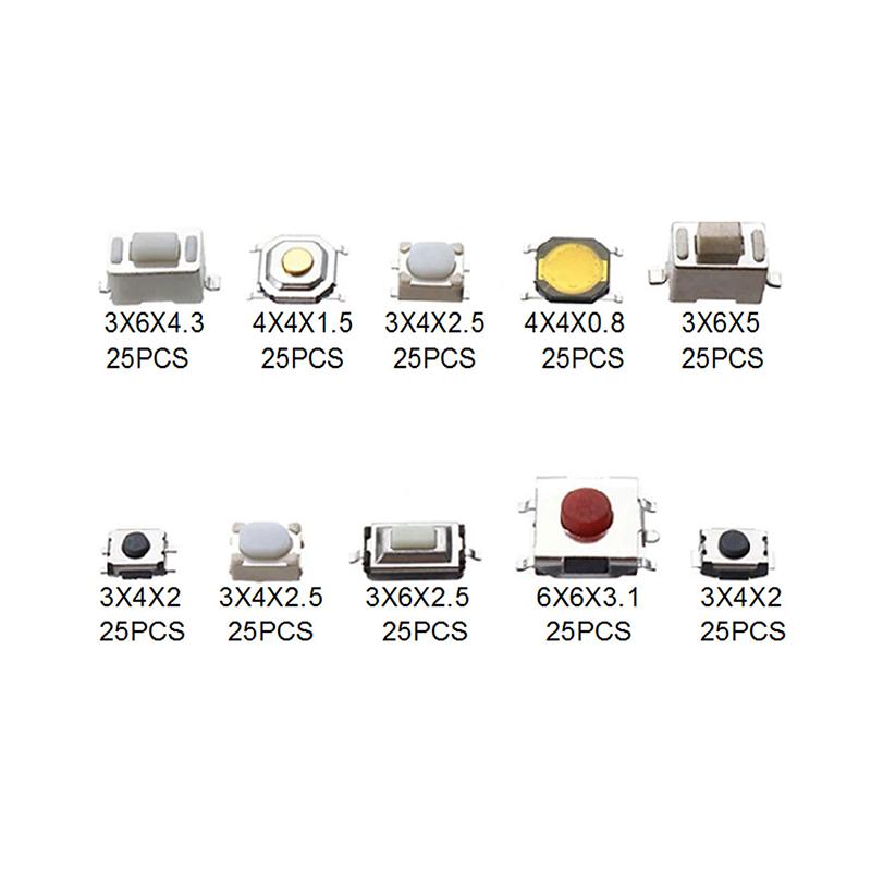 100/250pcs Car Switch Button 10 Types Car Remote Control Tablet Actile Push Buttones Switches Car Keys Button Touch Microswitch