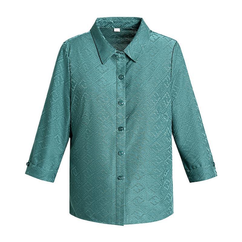 Plus-Size Long-Sleeve Summer Shirt for Elderly Women - Ideal for Grandmothers and Mothers for Spring and Autumn