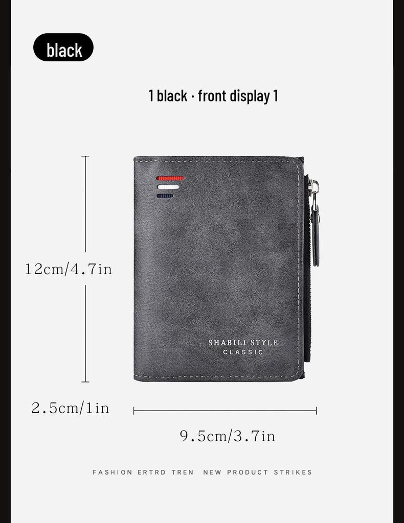Men's High-End Casual Zipper Wallet - Short, Large Capacity, Multifunctional Billfold & Coin/Card Holder.
