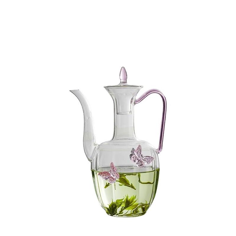 ZISIZ Glass Butterfly Teapot