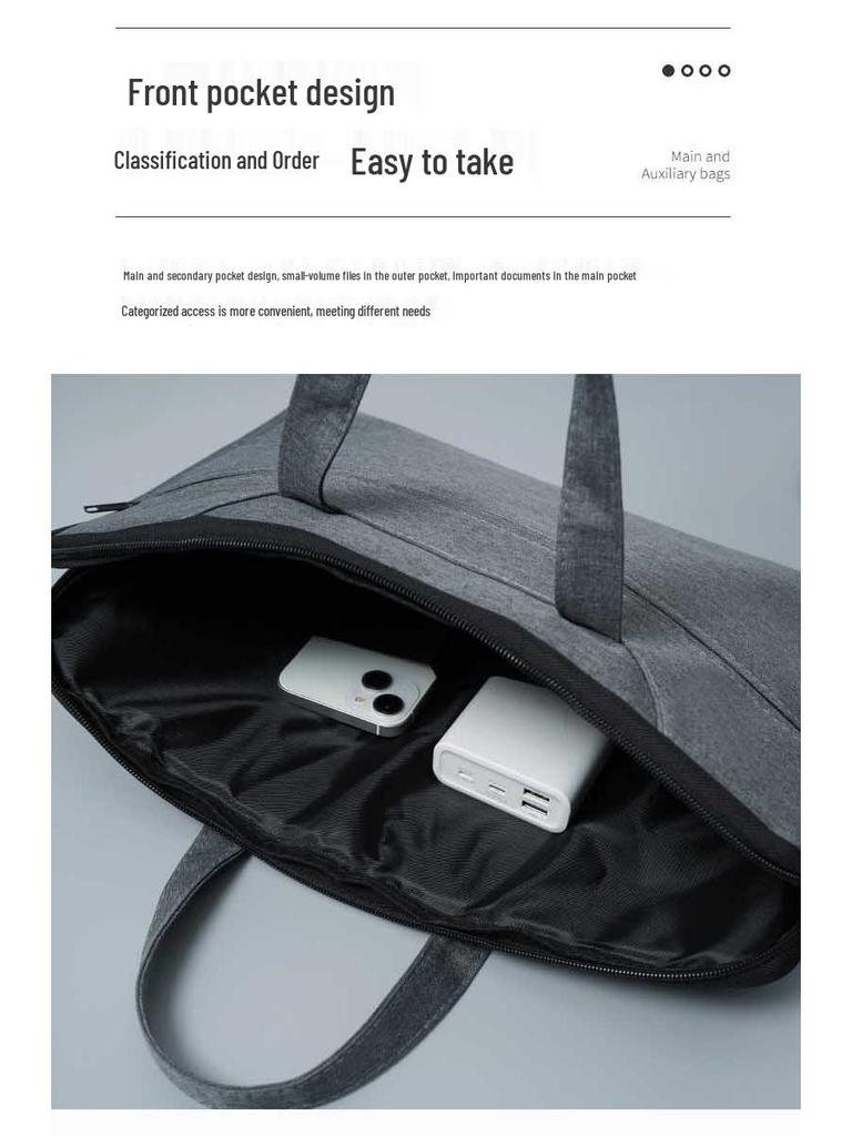 Men's Waterproof Oxford Cloth Briefcase: Large-Capacity Handheld Document Bag with Drawstring.