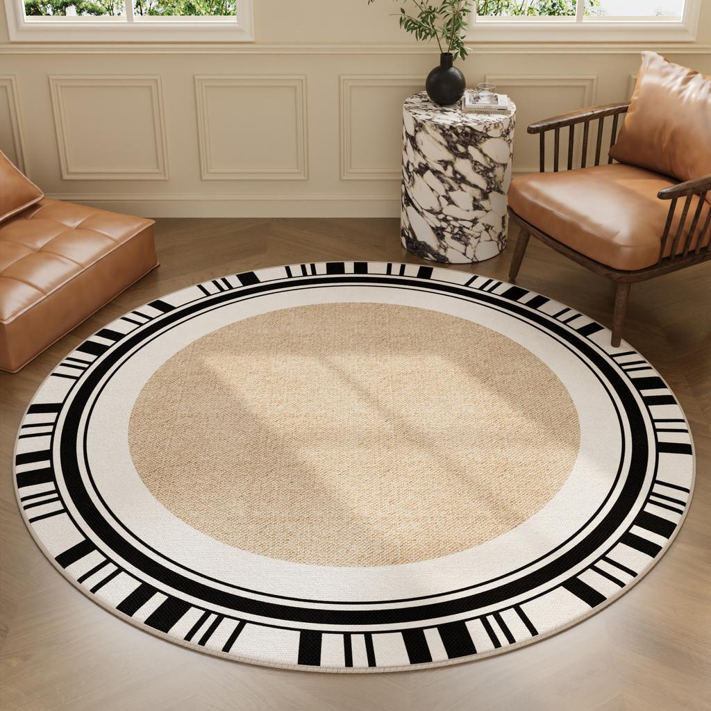 Light Luxury Carpets for Living Room Thick Plush Study Floor Mat Cream Style Bedroom Decor Round Carpet Fluffy Soft Bedside Rug