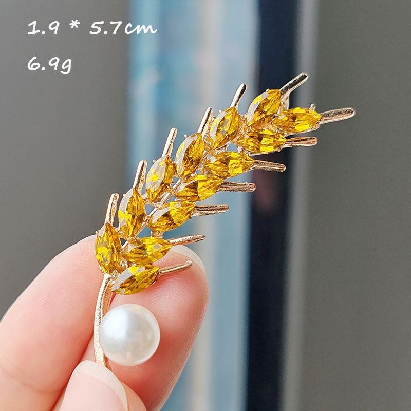 New Crystal Wheat Brooch Premium Diamond Sunflower Pin Small Fragrant Style Clothing Corsage Women's Brooch