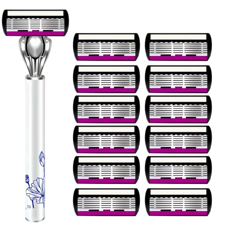 6-layer Razor Blade, Men's Stainless Steel Blade, Classic Water Washed Razor, Sharp Blade for Clean Shaving