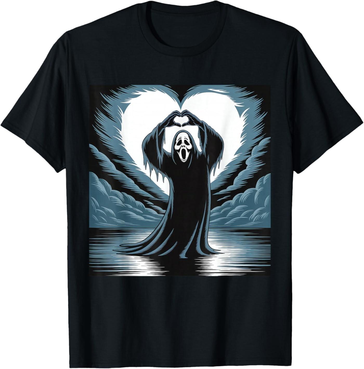 Funny Spooky Season Ghost Scary Face Horror Halloween T-Shirt S разноцветный
