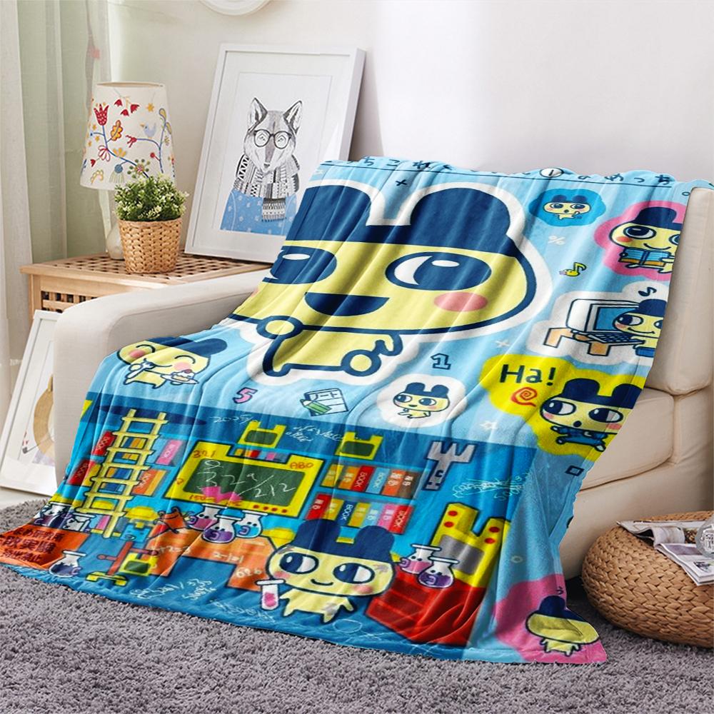 1PC Tamagotchi Print Flannel Blanket, High quality Comfortable for All Seasons, Home Decor, Warmth and Comfort, Perfect for Christmas Gifts189
