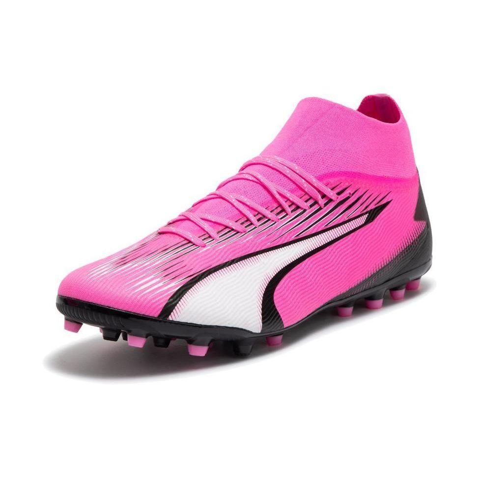 Puma Ultra Pro Round Toe Comfortable MG (Rubber Short Studs) Mid-Top Soccer Shoes Men Soccer Shoes Pink Black White 107752-01