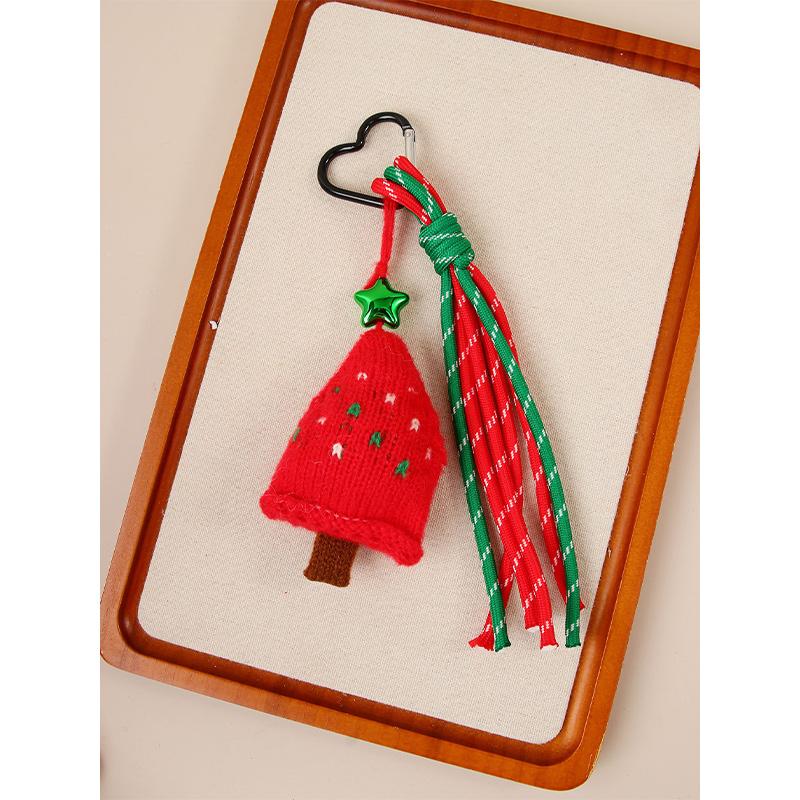 

Fashion Christmas Bag Charm New Knitted Santa Claus Five-pointed Star Keychain Pendants Contrast Color Santa Hat Sock Shape Gift
