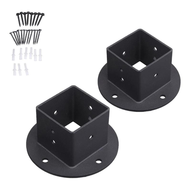 

Sturdy Metal Post Base Anchors with Powder Coating for Fence Railing Privacy Panel Gazebos and Pergolas Support 1