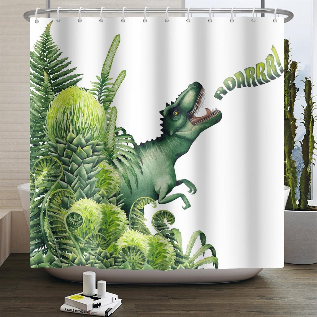 Funny Dinosaur Shower Curtain for Bathroom Cute Animal Cool Dinosaur Children Bathroom Curtain Waterproof Bath Curtain Decor