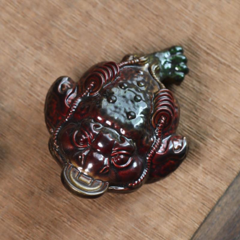 Yixing Zisha Color-changing Wealth Golden Toad Tea Pet Aesthetic Tea Spirit Tea Figurine Play Toys Tea Statue Ornaments Gift