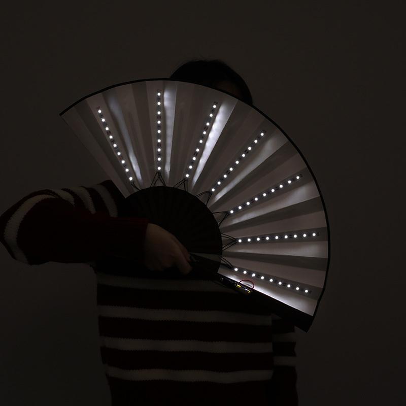 Halloween Carnival Party Lighting Supplies 10Inches Led Neon Light Rave Fan Folding Luminous Fan Glowing In The Party