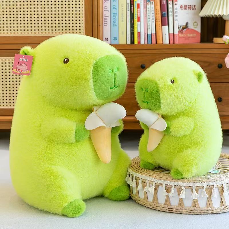 Favorite Toy Girls Green 23Cm Cute Banana Capybara Plush Toy Kawaii Stuffed Animal Fluffly Fatty Capybara Doll Throw Pillow For Gifts Deco