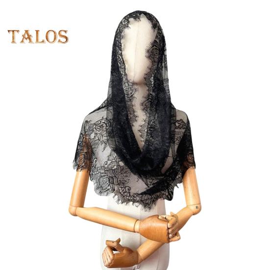 Voal din dantelă mireasă Dantela transparentă Mantilă subțire Broderie florală Culoare pură Sfântă Tradițională Epocă Nuntă Bal de absolvire Ocazii speciale Acoperire pentru cap