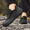 Leather Low-top Solid Color Black Hiking Shoes Outdoor Sports and Leisure Shoes Lace-up Thick-soled Wear-resistant Labor Insurance Shoes