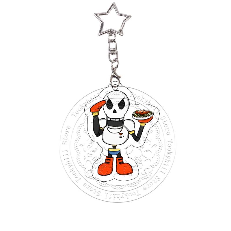 Porte-clés Acrylique Undertale Frisk Undyne Napstablook Cross Sans Anime Dessin Animé Jeu Collection Charme de Sac Pendentif de Sac Cadeau d'Anniversaire 4-5CM white