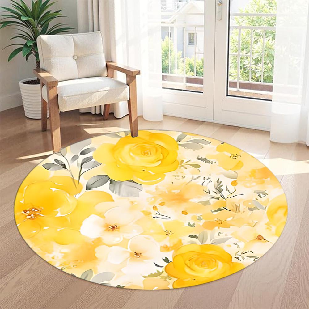 Flower Round Carpet Perfect for Bedrooms Dining Room Hallway Kitchen Anti-slip Round Rug Decorate Offices Perfect Birthday Christmas Gift Idea