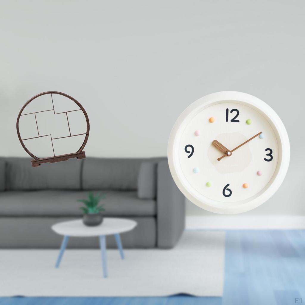 Antique Display Rack with Modern Quiet Wall Clock Large Numerals Organizer Shelf for Home Office