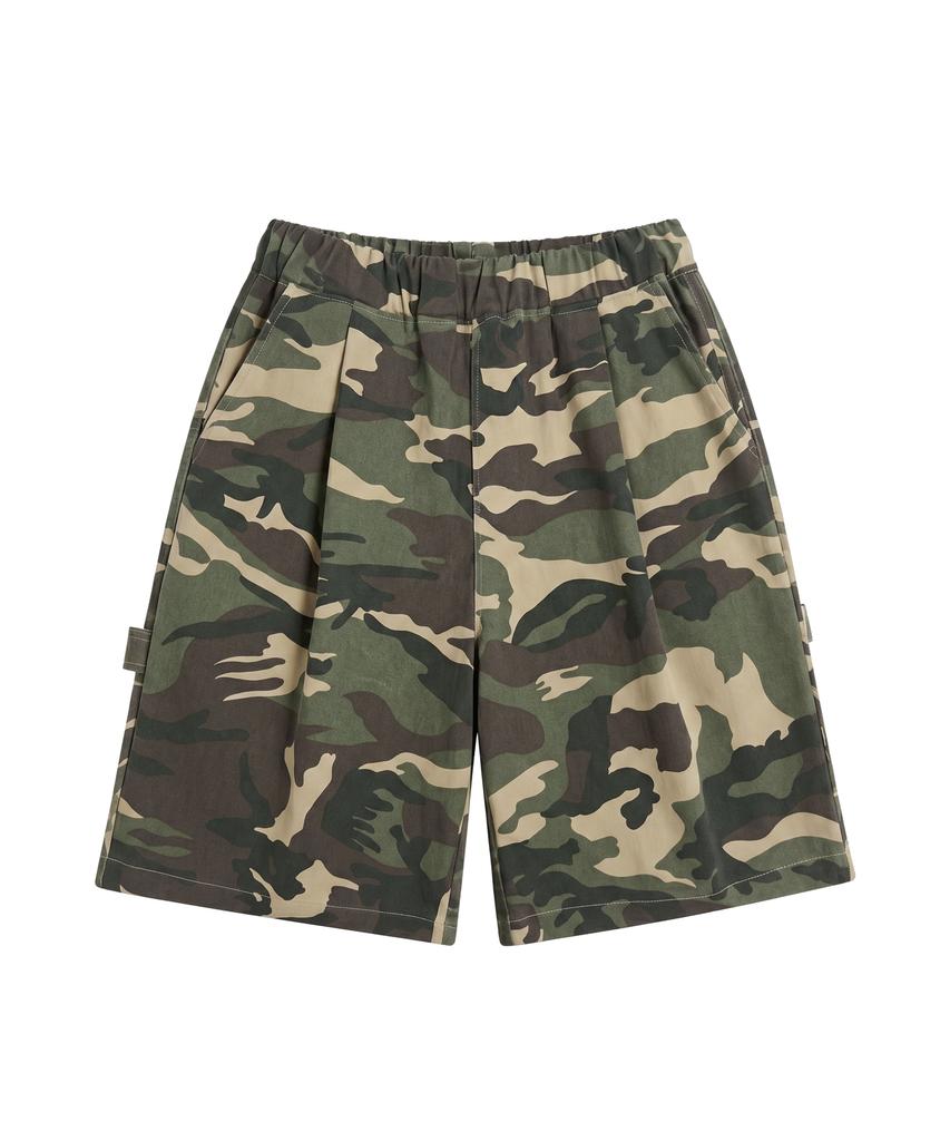 Noming Camo Einfalten-Taschen Weite Bermuda-Shorts - Grün