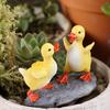 2 Pcs Little Yellow Duck Resin Cartoon Duck Figurine Realistic Small Garden Statue for Outdoor Patio
